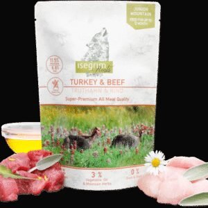 Saszetka dla Psa z mięsem Isegrim dla szczeniąt Junior Indyk i Wołowina 410g.