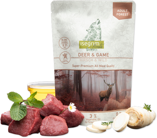 Saszetka dla Psa z mięsem Isegrim Adult Sarnina i Dziczyzna 410g.