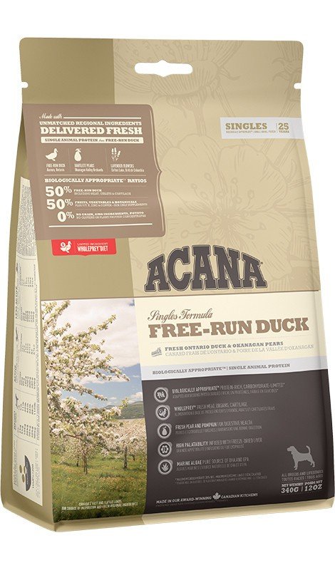 Acana Karma Sucha dla Psa Singles Free-Run Duck | Opakowanie 340g Przód
