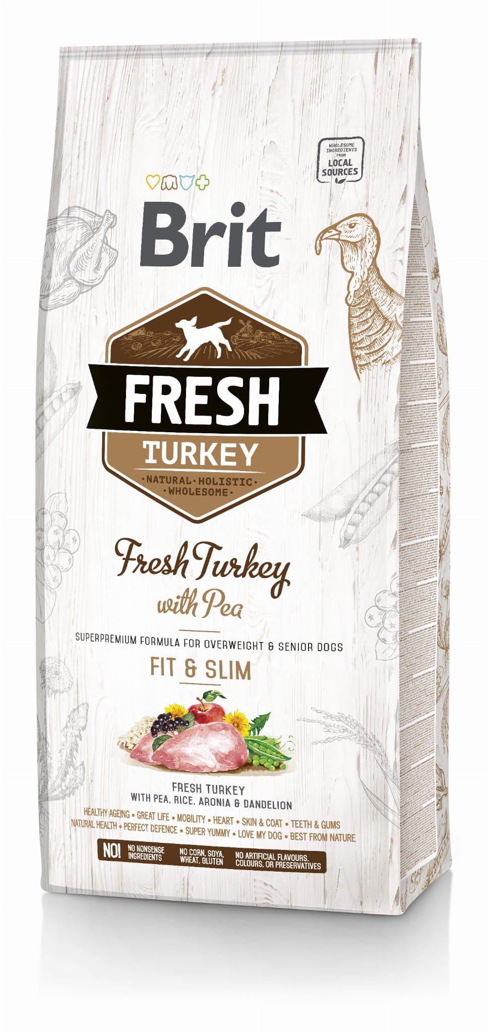 Brit fresh fit & slim Karma dla Psów z Nadwagą 12kg | Indyk z Groszkiem.