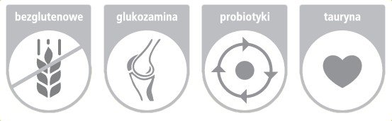 Bezglutenowa karma sucha z glukozaminą, tauryną i probiotykami. Bezglutenowa karma sucha z glukozaminą, tauryną i probiotykami.