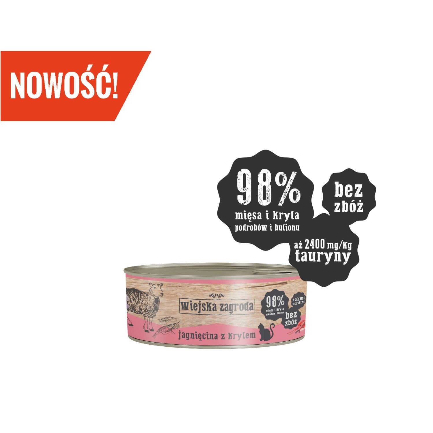 Wiejska Zagroda dla Kota – Karma Mokra Jagnięcina z Krylem 85g. Wiejska Zagroda dla Kota – Karma Mokra Jagnięcina z Krylem 85g.