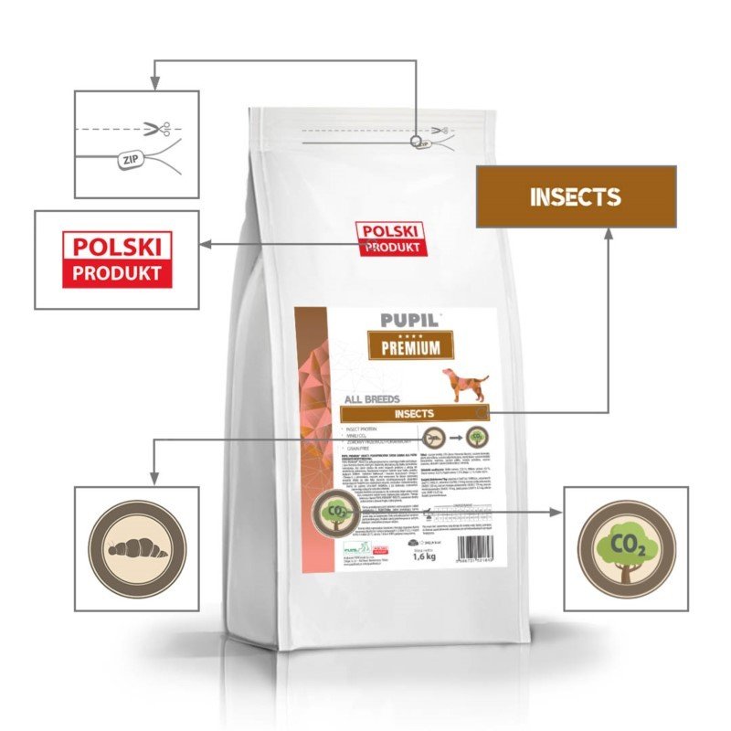 Pupil Premium karma sucha z insektami dla psa 1.6kg.
