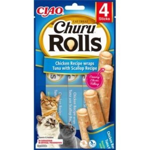 Churu Rolls dla kota - przysmak Tuńczyk z Przegrzebkami i Kurczakiem.
