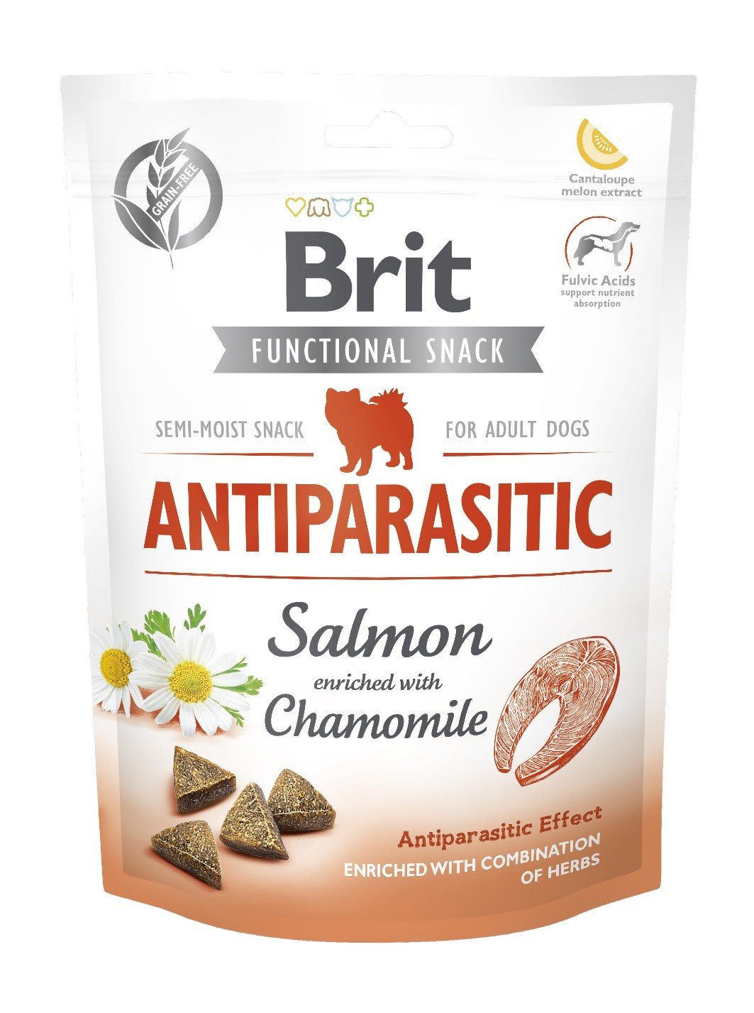 BRIT CARE DOG FUNCTIONAL SNACK ANTIPARASITIC | Przysmaki dla Psa SALMON & CHAMOMILE 150g