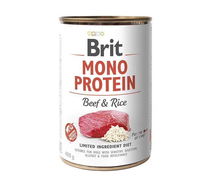 Brit Mono Protein dla Psa - Mokra Karma Wołowina i Ryż w puszce 400g.